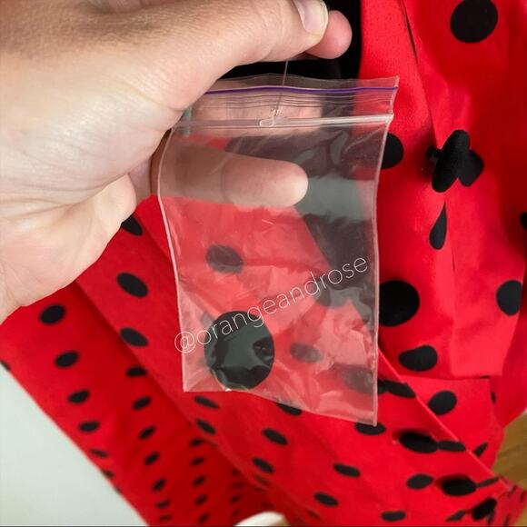 MARIANNA SENCHINA Red Black Polkadot Runway Midi Dress XS - Picture 11 of 16